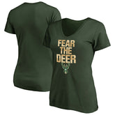 Milwaukee Bucks Women's Mantra V-Neck T-Shirt - Green sale