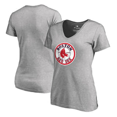 Boston Red Sox Women's Cooperstown Collection Forbes V-Neck T-Shirt - Heather Gray