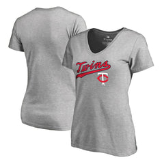 Minnesota Twins Women's Core Wahconah V-Neck T-Shirt - Heather Gray