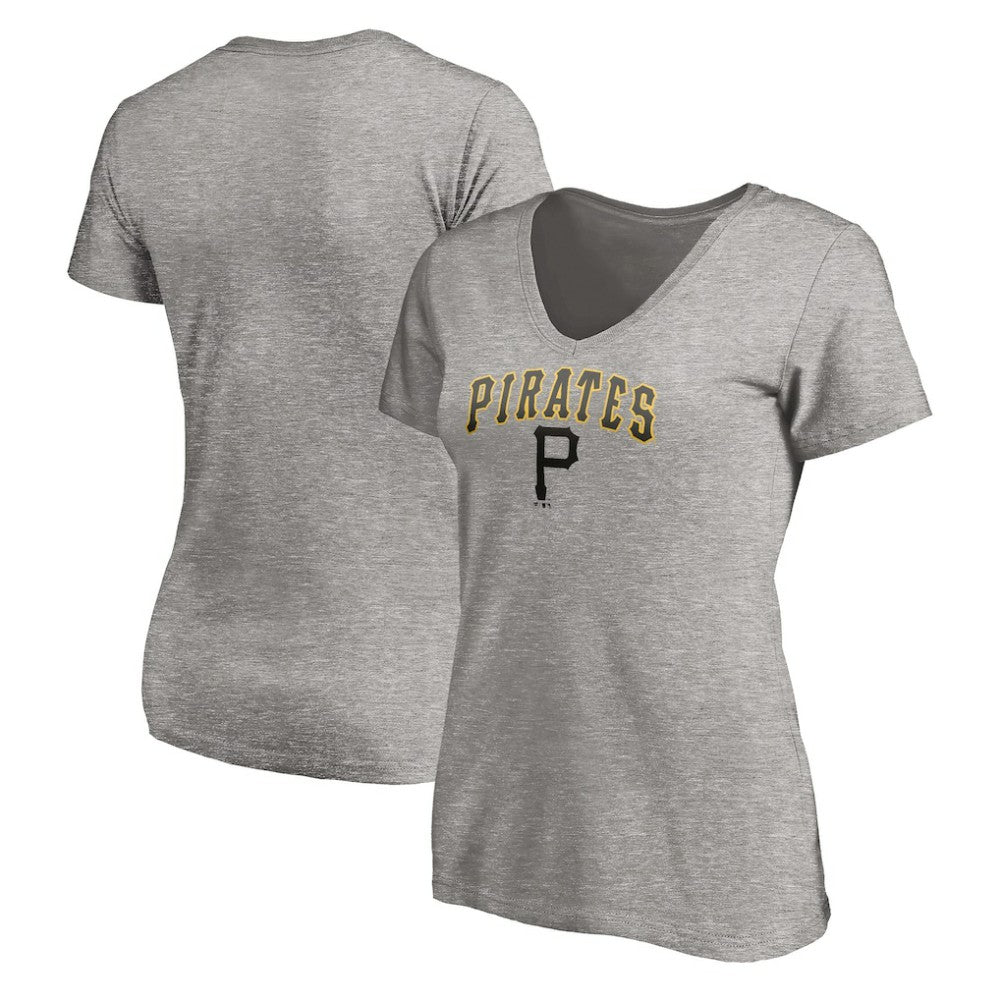 Pittsburgh Pirates Women's Core Wahconah V-Neck T-Shirt - Heather Gray