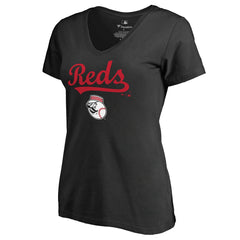 Cincinnati Reds Women's Team Lockup T-Shirt - Black