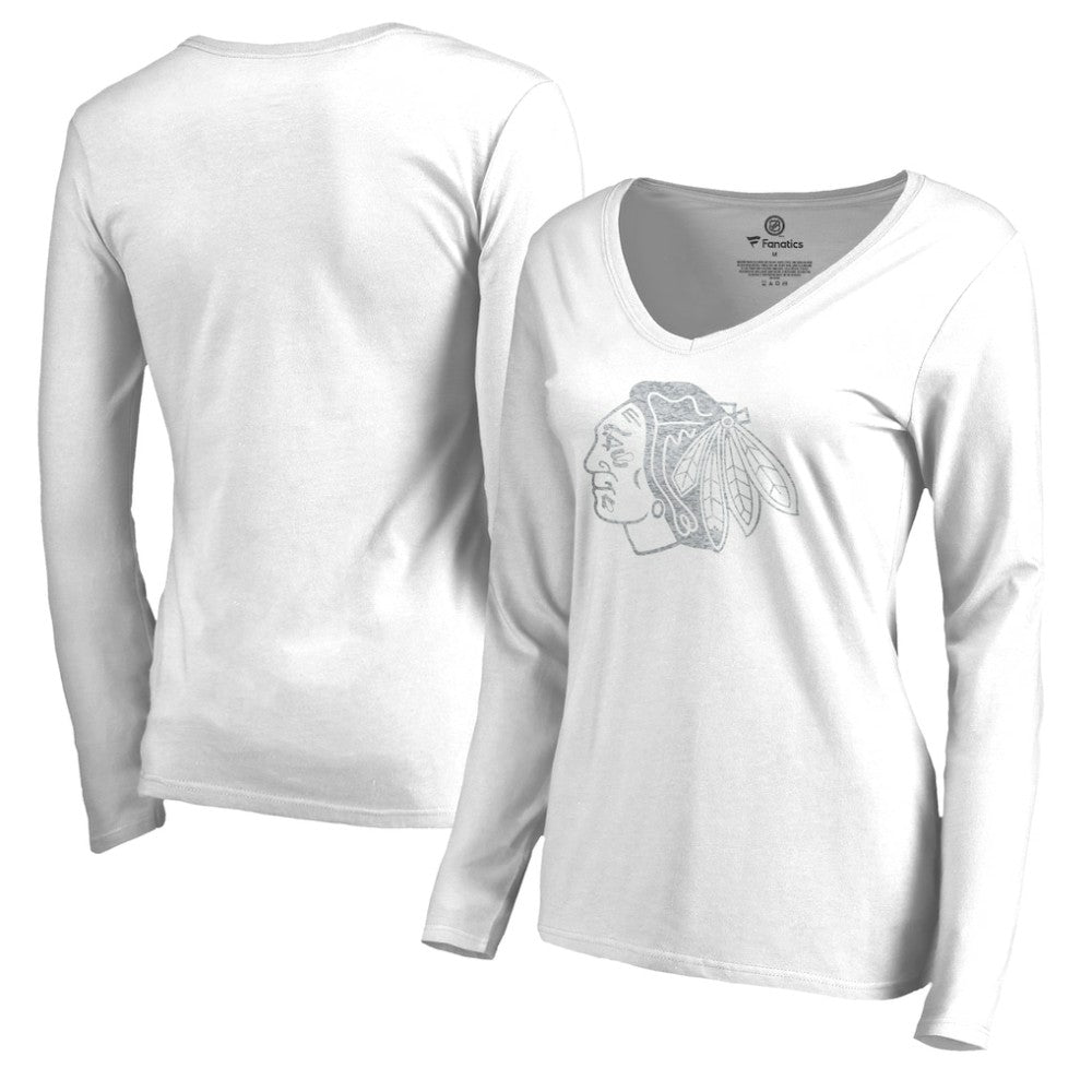 Chicago Blackhawks Women's White Out Long Sleeve T-Shirt