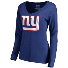 NFL New York Giants Women's Primary Logo V-Neck Long-Sleeve T-Shirt