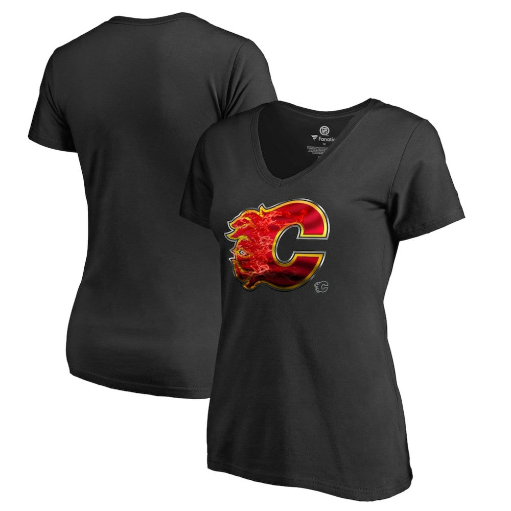 Calgary Flames Women's Midnight Mascot V-Neck T-Shirt