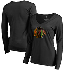 Chicago Blackhawks Women's Midnight Mascot Long Sleeve V-Neck T-Shirt