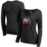 New York Islanders Women's Midnight Mascot Long Sleeve V-Neck T-Shirt