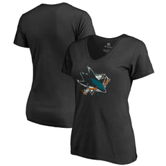 San Jose Sharks Women's Splatter Logo V-Neck T-Shirt