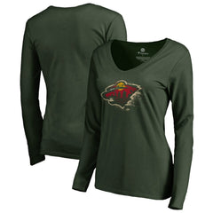 Minnesota Wild Women's Splatter Logo V-Neck Long Sleeve T-Shirt