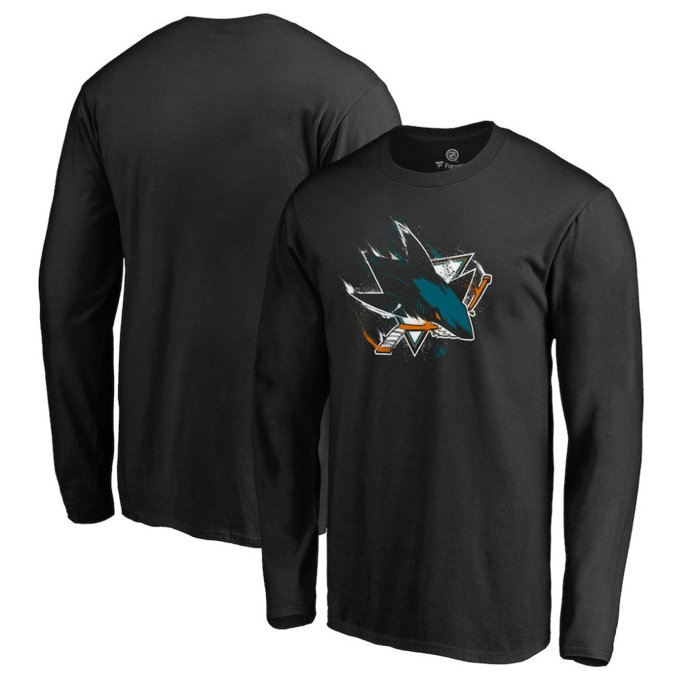 San Jose Sharks Splatter Logo Long Sleeve T-Shirt