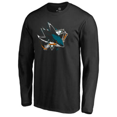 San Jose Sharks Splatter Logo Long Sleeve T-Shirt