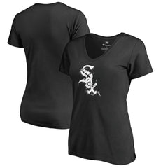 Chicago White Sox Women's Splatter Logo V-Neck T-Shirt - Black