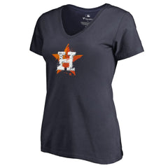 Houston Astros Women's Splatter Logo V-Neck T-Shirt - Navy