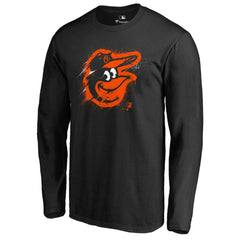 Baltimore Orioles Splatter Logo Long Sleeve T-Shirt - Black