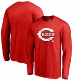 Cincinnati Reds Splatter Logo Long Sleeve T-Shirt - Red