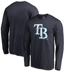 Tampa Bay Rays Splatter Logo Long Sleeve T-Shirt - Navy
