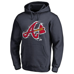 Atlanta Braves Splatter Logo Pullover Hoodie - Navy