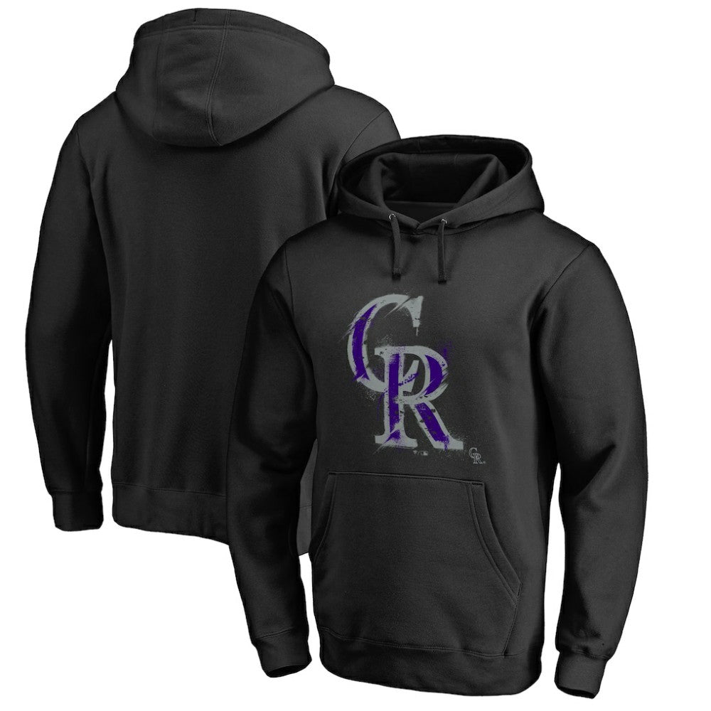 Colorado Rockies Splatter Logo Pullover Hoodie - Black