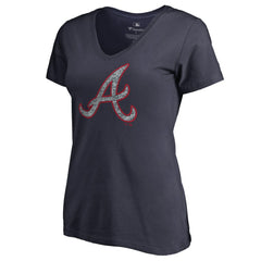 Atlanta Braves Women's Static Logo V-Neck T-Shirt - Navy