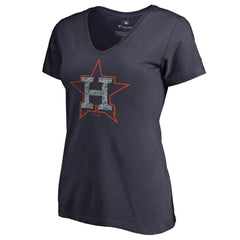 Houston Astros Women's Static Logo V-Neck T-Shirt - Navy