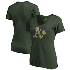 Athletics Women's Static Logo V-Neck T-Shirt - Green