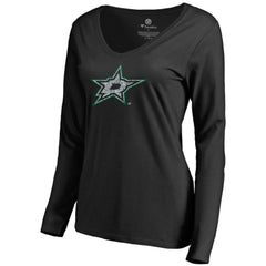 Dallas Stars Women's Static Logo Long Sleeve V-Neck T-Shirt