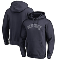 New York Yankees Official Wordmark Fitted Pullover Hoodie - Navy