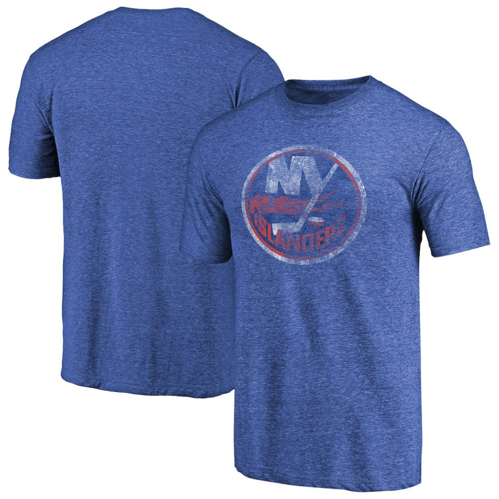 New York Islanders Throwback Vintage Logo Tri-Blend T-Shirt