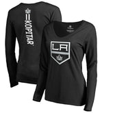 Anze Kopitar Los Angeles Kings Women's Backer Name & Number Slim Fit Long Sleeve V-Neck T-Shirt