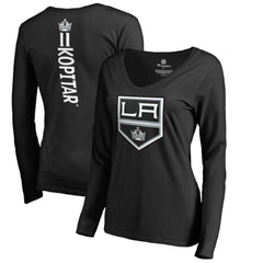 Anze Kopitar Los Angeles Kings Women's Backer Name & Number Slim Fit Long Sleeve V-Neck T-Shirt