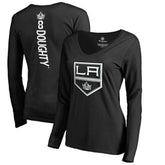 Drew Doughty Los Angeles Kings Women's Backer Name & Number Slim Fit Long Sleeve V-Neck T-Shirt