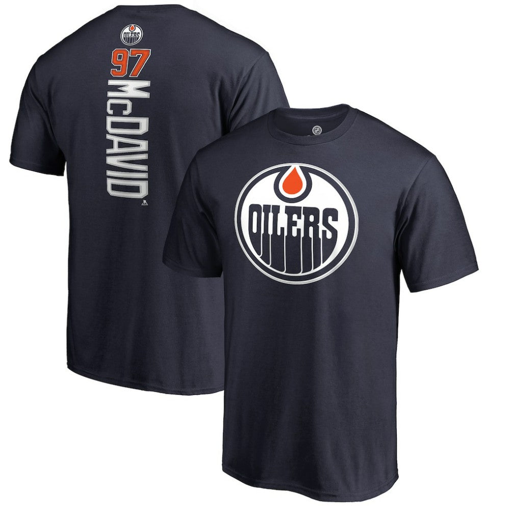 Connor McDavid Edmonton Oilers Backer Name & Number T-Shirt
