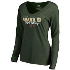 Minnesota Wild Women's Iconic Collection Script Assist Long Sleeve V-Neck T-Shirt