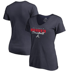 Atlanta Braves Women's Script Assist V-Neck T-Shirt - Navy