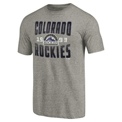 Colorado Rockies Cooperstown Collection Antique Stack Tri-Blend T-Shirt - Gray