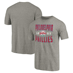 Philadelphia Phillies Cooperstown Collection Antique Stack Tri-Blend T-Shirt - Gray
