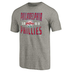 Philadelphia Phillies Cooperstown Collection Antique Stack Tri-Blend T-Shirt - Gray
