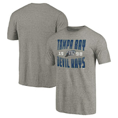 Tampa Bay Rays Cooperstown Collection Antique Stack Tri-Blend T-Shirt - Gray