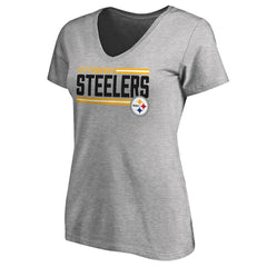 NFL Pittsburgh Steelers Women's Iconic Collection On Side Stripe V-Neck T-Shirt