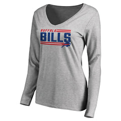 NFL Buffalo Bills Women's Iconic Collection On Side Stripe Long Sleeve V-Neck T-Shirt