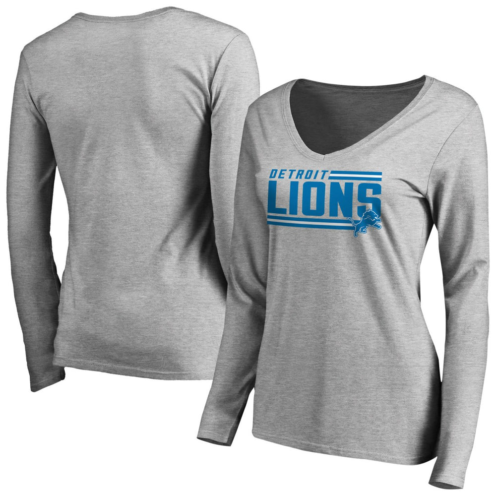 NFL Detroit Lions Women's Iconic Collection On Side Stripe Long Sleeve V-Neck T-Shirt