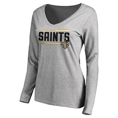 NFL New Orleans Saints Women's Iconic Collection On Side Stripe Long Sleeve V-Neck T-Shirt