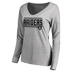 NFL Las Vegas Raiders Women's Iconic Collection On Side Stripe Long Sleeve V-Neck T-Shirt