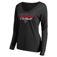 NFL Atlanta Falcons Women's Iconic Collection Script Assist Long Sleeve V-Neck T-Shirt