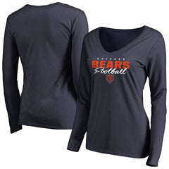 NFL Chicago Bears Women's Iconic Collection Script Assist Long Sleeve V-Neck T-Shirt