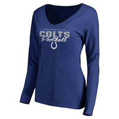 NFL Indianapolis Colts Women's Iconic Collection Script Assist Long Sleeve V-Neck T-Shirt
