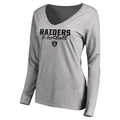 NFL Las Vegas Raiders Women's Iconic Collection Script Assist Long Sleeve V-Neck T-Shirt
