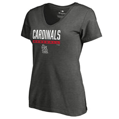 St. Louis Cardinals Women's Win Stripe V-Neck T-Shirt - Ash