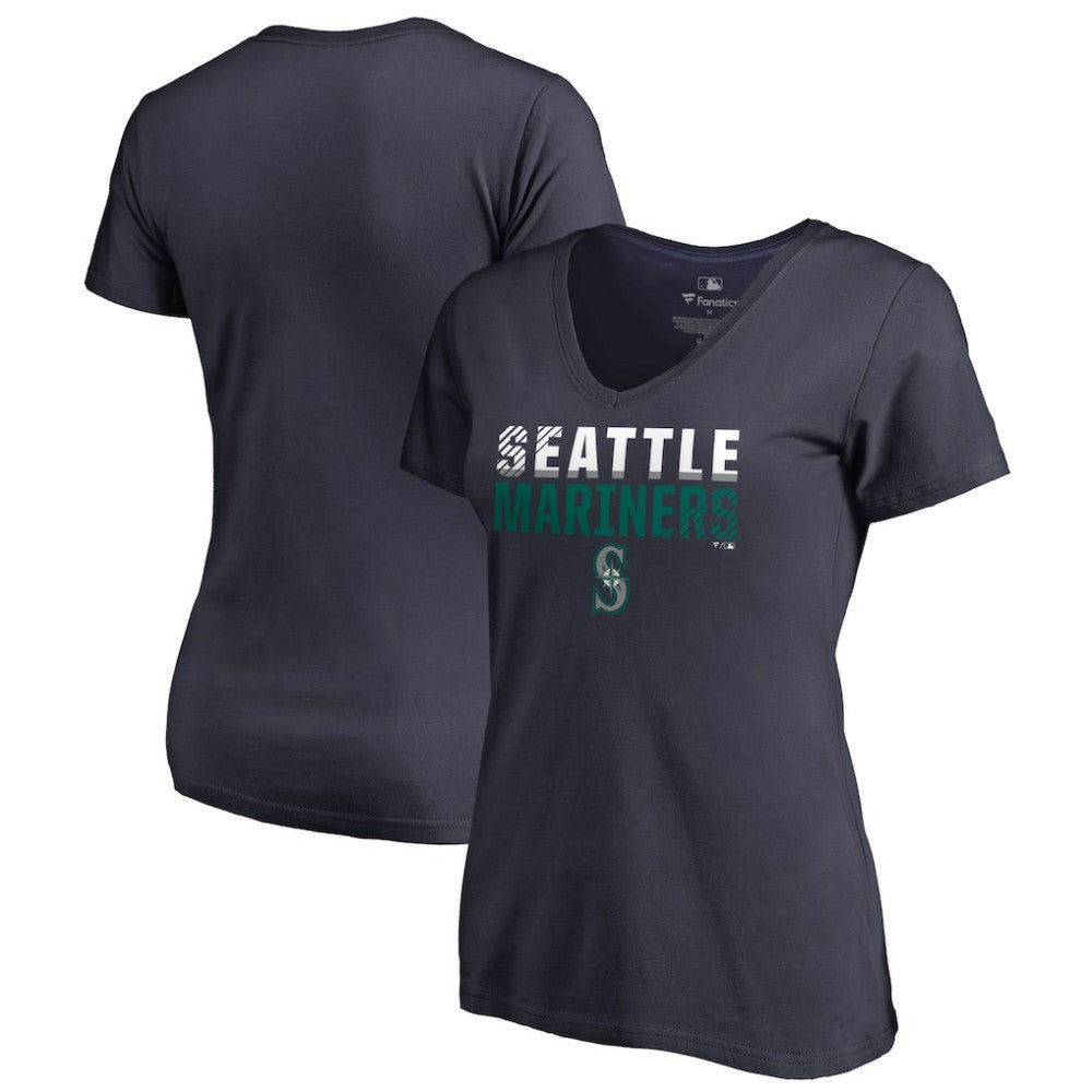Seattle Mariners Women's Fade Out V-Neck T-Shirt - Navy