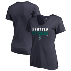 Seattle Mariners Women's Fade Out V-Neck T-Shirt - Navy