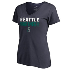 Seattle Mariners Women's Fade Out V-Neck T-Shirt - Navy
